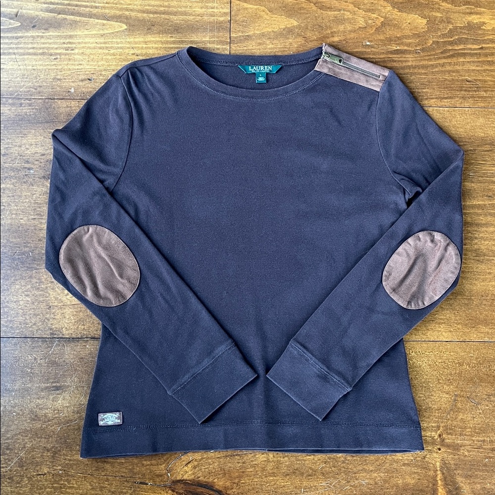 Ralph Lauren Long Sleeve Shirt Elbow Pads Zipper Shoulder Detail